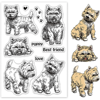 PVC Plastic Stamps, for DIY Scrapbooking, Photo Album Decorative, Cards Making, Stamp Sheets, Dog Pattern, 16x11x0.3cm