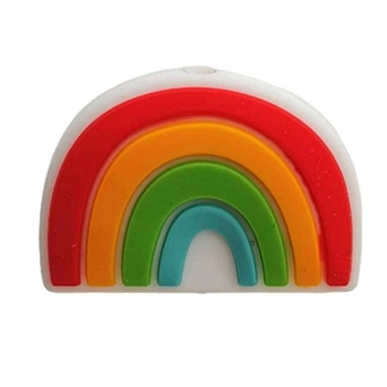 Silicone Beads, For Teethers, Rainbow Shaped, Red, 18x25x9mm, Hole: 2mm