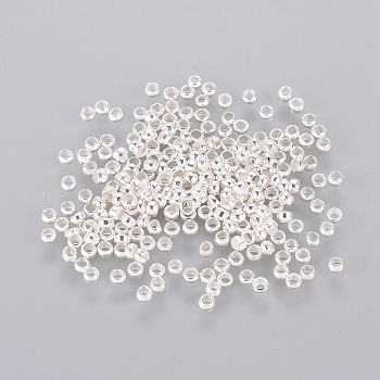 Brass Crimp Beads, Rondelle, Silver Color Plated, 2x2mm, Hole: 1mm