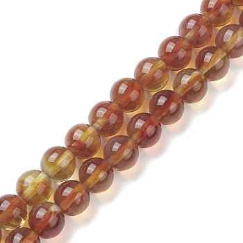 Handmade Lampwork Beads Strands, Round, Camel, 8mm, Hole: 1mm, about 48pcs/strand, 14.17''(36cm)