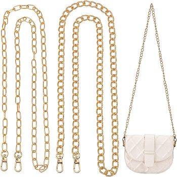 4Pcs 2 Style Aluminum Chains Bag Straps, Wallet Chains, with Alloy Swivel Clasps, for Replacement Shoulder Bag Accessories, Light Gold, 116~118cm, 2pcs/style