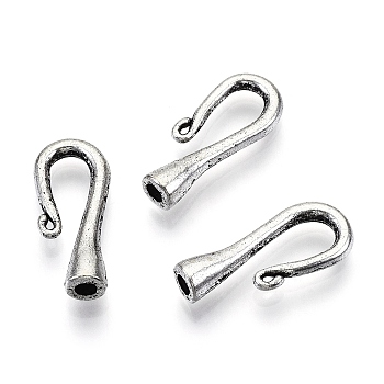 Tibetan Style Alloy S-Hook Clasps, Cadmium Free & Lead Free, Antique Silver, 20x8.5x4.5mm, Hole: 2mm, about 1050pcs/1000g
