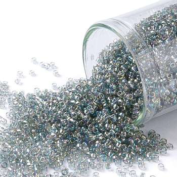 TOHO Round Seed Beads, Japanese Seed Beads, (176) Transparent AB Black Diamond, 15/0, 1.5mm, Hole: 0.7mm, about 3000pcs/10g