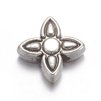 Tibetan Silver Alloy Beads, Lead Free & Cadmium Free, Flower, Antique Silver, about 8.8 wide, 3.8mm thick, Hole: 1mm
