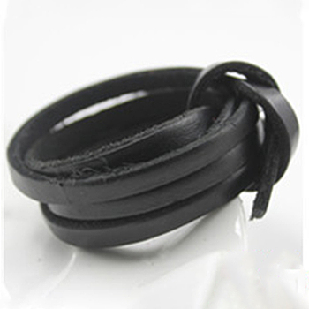 Flat Leather Jewelry Cord, Jewelry DIY Making Material, Black, 3x2mm