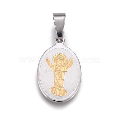 Golden & Stainless Steel Color Oval Stainless Steel Pendants