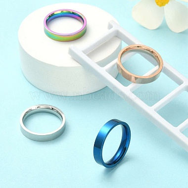 4 Stück 4 Farben 201 Edelstahl-Glattband-Fingerringe für Frauen(RJEW-YW0001-03)-5
