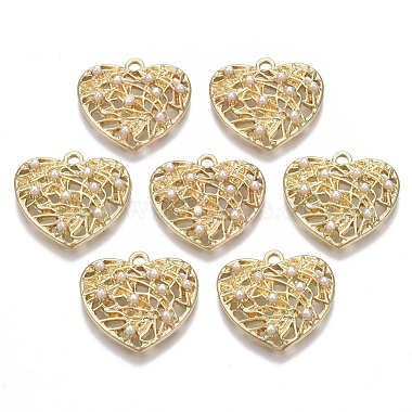 Light Gold White Heart Alloy+Other Material Pendants