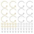 Brass Earring Hooks, with Iron Open Jump Rings and Plastic Ear Nuts, Mixed Color, 22x20.5x0.8mm, Hole: 2.5mm(KK-TA0008-95)