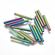 Ion Plating(IP) 304 Stainless Steel Tube Beads, Rainbow Color, 25x3mm, Hole: 2mm(STAS-F224-01M-G)