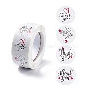Paper Thank You Gift Sticker Rolls, Round Dot Decals for DIY Scrapbooking, Craft, Heart Pattern, White, 25mm, 500pcs/roll(X-STIC-E001-04)