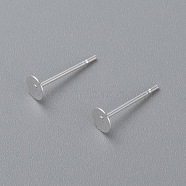 304 Stainless Steel Stud Earring Findings, Flat Round, Silver, 4x0.3mm, Pin: 0.7mm(STAS-H436-24S-4mm)