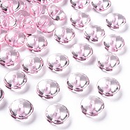 Transparent Acrylic Beads, Flat Round, Pink, 14x7mm, Hole: 2mm, about 615pcs/500g(MACR-S373-110-B04)
