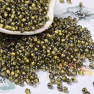 Transparent Inside Colours Glass Seed Beads, Half Plated, Round Hole, Round, Light Khaki, 4x3mm, Hole: 1.2mm, 7650pcs/pound(SEED-H002-A-C202)
