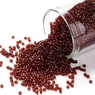 TOHO Round Seed Beads, Japanese Seed Beads, (5D) Transparent Garnet, 15/0, 1.5mm, Hole: 0.7mm, about 15000pcs/50g(SEED-XTR15-0005D)