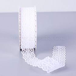25 Yards Flat Cotton Lace Trims, Flower Lace Ribbon for Sewing and Art Craft Projects, White, 1-1/8 inch(30mm), 25 Yards/Roll(SENE-PW0017-02A)