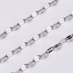 3.28 Feet 304 Stainless Steel Cable Chains, Decorative Chains, Soldered, with Flat Oval Connector, Stainless Steel Color, 4x2x0.09mm(X-CHS-K001-89)