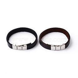 304 Stainless Steel Leather Cord Bracelets, Mixed Color, 60mm(BJEW-N269-29)