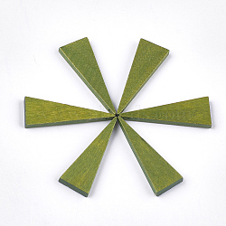 Painted Wood Pendants, Triangle, Olive Drab, 39.5x14x4mm, Hole: 1mm(WOOD-T021-12F)