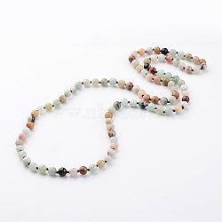 Natural Flower Amazonite Necklaces, Beaded Necklaces, 35.4 inch(NJEW-D264-01)