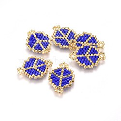 MIYUKI & TOHO Handmade Japanese Seed Beads Links, Loom Pattern, Peace Sign, Blue, 20~22x14.5~15.5x1.7mm, Hole: 2mm(SEED-A027-W01)