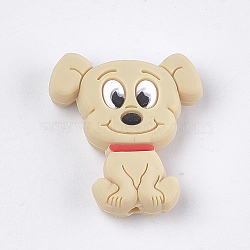 Food Grade Eco-Friendly Silicone Focal Beads, Puppy, Chewing Beads For Teethers, DIY Nursing Necklaces Making, Beagle Dog, PapayaWhip, 28x25x7.5mm, Hole: 2mm(SIL-T052-01A)
