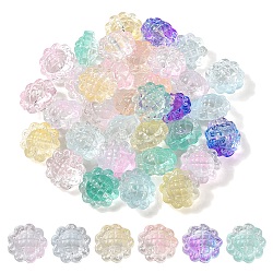 35Pcs Transparent Spray Painted Glass Beads, Sunflower, Mixed Color, 15x10mm, Hole: 1.2mm(GLAA-YW0001-70)