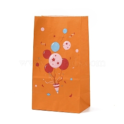 Rectangle Paper Candy Gift Bags, Birthday Christmas Gift Packaging, Balloon & Gift Box Pattern, Orange, Unfold: 13x8x23.5cm(ABAG-C002-01B)