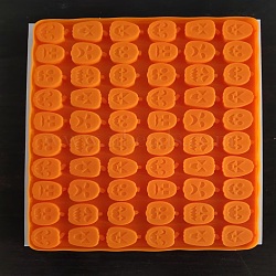 Halloween Food Grade Silicone Ice Molds Trays, with 60 Pumpkin-shaped Cavities, Reusable Bakeware Maker, for Fondant Baking Chocolate Candy Making, Dark Orange, 200x300x9mm(BAKE-PW0001-100H)