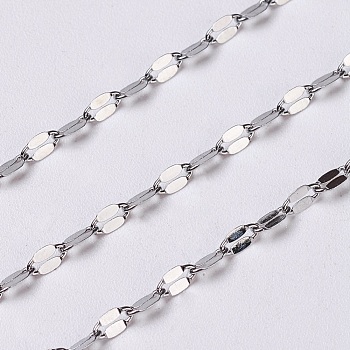 3.28 Feet 304 Stainless Steel Cable Chains, Decorative Chains, Soldered, with Flat Oval Connector, Stainless Steel Color, 4x2x0.09mm