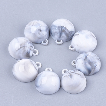 Acrylic Pendants, Imitation Gemstone Style, Half Round, WhiteSmoke, 18.5x15.5x8mm, Hole: 1.6mm, about 398pcs/500g