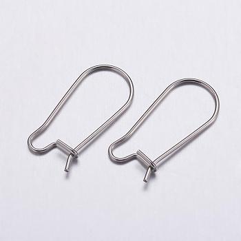 316 Surgical Stainless Steel Hoop Earrings Settings, Stainless Steel Color, 20x9.5x0.7mm, 21 Gauge, pin: 0.7mm