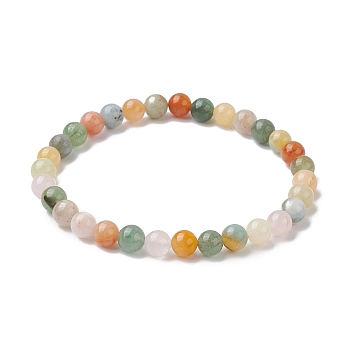 Natural Mixed Stone Round Beaded Stretch Bracelets, Inner Diameter: 2-1/4 inch(5.7cm)