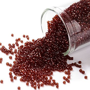 TOHO Round Seed Beads, Japanese Seed Beads, (5D) Transparent Garnet, 15/0, 1.5mm, Hole: 0.7mm, about 15000pcs/50g