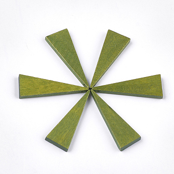 Painted Wood Pendants, Triangle, Olive Drab, 39.5x14x4mm, Hole: 1mm