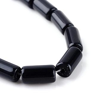 Natural Obsidian Bead Strands, Tube, 14~15x8mm, Hole: 1mm, about 27pcs/strand, 15.7 inch