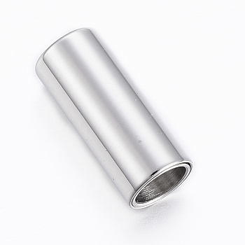 Smooth 304 Stainless Steel Magnetic Clasps with Glue-in Ends, Column, Stainless Steel Color, 18x8mm, Hole: 6mm
