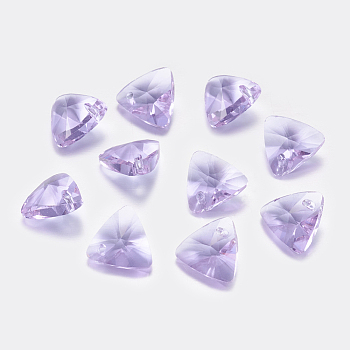 Faceted Glass Rhinestone Charms, Imitation Austrian Crystal, Triangle, Violet, 11x12x6mm, Hole: 1.2mm