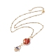 5Pcs 5 Style Moon and Star Planet Natural Red Agate Pendant Necklaces Set(NJEW-JN03937)-3