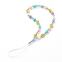 Opaque Acrylic Beads Mobile Straps, with ABS Plastic Beads and Nylon Thread, Smiling Face, Colorful, 18.7cm
