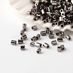 FGB 15/0 Grade A Glass Seed Beads, Hexagon(Two Cut), Metallic Colours, Black Plated, 15/0, 1~2x1~1.5mm, Hole: 0.5mm, about 100000pcs/pound(SEED-A023-F15-H576)