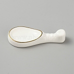 Porcelain Chopstick with Gold Brim, Spoon Rest with Sauce Dipping Tray, Snow, 85x35x17.5mm(DJEW-WH0043-42A)