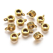 Alloy Tube Bails, Loop Bails, Bail Beads, Cadmium Free & Lead Free, Column, Antique Golden, 12.5x8x5mm, Hole: 2mm(PALLOY-2467-AG-LF)