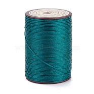 Flat Waxed Polyester Thread String, Micro Macrame Cord, for Leather Sewing Stitching, Teal, 0.8~0.9x0.3mm, about 109.36 Yards(100m)/Roll(YC-D004-01-024)