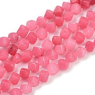 Dyed Natural Rhodonite Beads Strands, Cube, Hot Pink, 7.5~8.5x6.5~8.5x5.5~6.5mm, Hole: 0.7mm, about 52~56pcs/strand, 15.16~15.87''(38.5~40.3cm)(G-A257-A19-01)