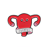Uterus with Word Enamel Pin, Alloy Feminism Badge for Backpack Clothes, Crimson, 21x30mm(GIPO-PW0001-005)