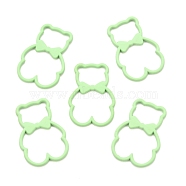 Spray Painted Alloy Pendents, Bear with Bowknot, Pale Green, 22x15x1.5mm, Hole: 6x9mm(PALLOY-F278-01E)