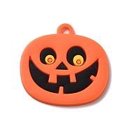 Pumpkin PVC Pendants, for Halloween, Orange Red, 36x38x2.5mm, Hole: 4mm(KY-F018-01)