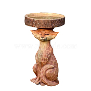 Wooden Fox Bird Feeder Figurines, for Courtyard Garden Display Decorations, Sandy Brown, 125x200mm(WG40705-01)