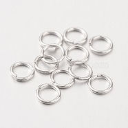 925 Sterling Silver Open Jump Rings, Round Rings, Platinum, 6x0.8mm, about 1010pcs/100g(H135-6mm-P)